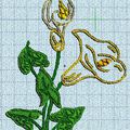 broderie machine : arum, fleurs, frise et papillons