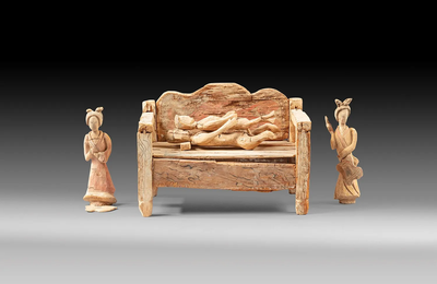 A painted wood erotic group, Gansu province, Song dynasty (960-1279)