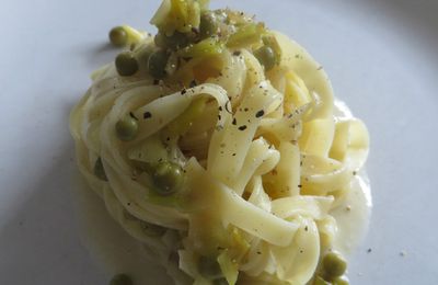 Tagliatelles poireaux petits pois