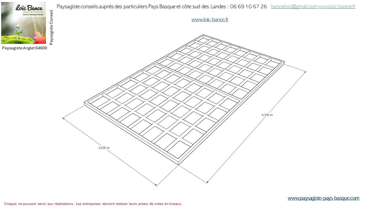 Paysagiste Anglet, Paysagiste conseils aux particuliers, treille sur patio d'entrée.