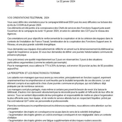 Lettre ouverte CFE CGC Métiers de l'emploi au directeur régional de France Travail Occitanie 