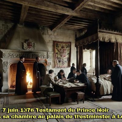 7 juin 1376 Testament du Prince Noir édité dans sa chambre au palais de Westminster à Londres.