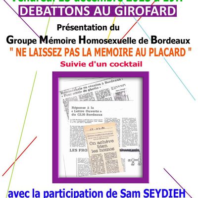 MEMOIRE HOMOSEXUELLE A BORDEAUX