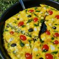 Frittata épinards, tomates, olives et feta