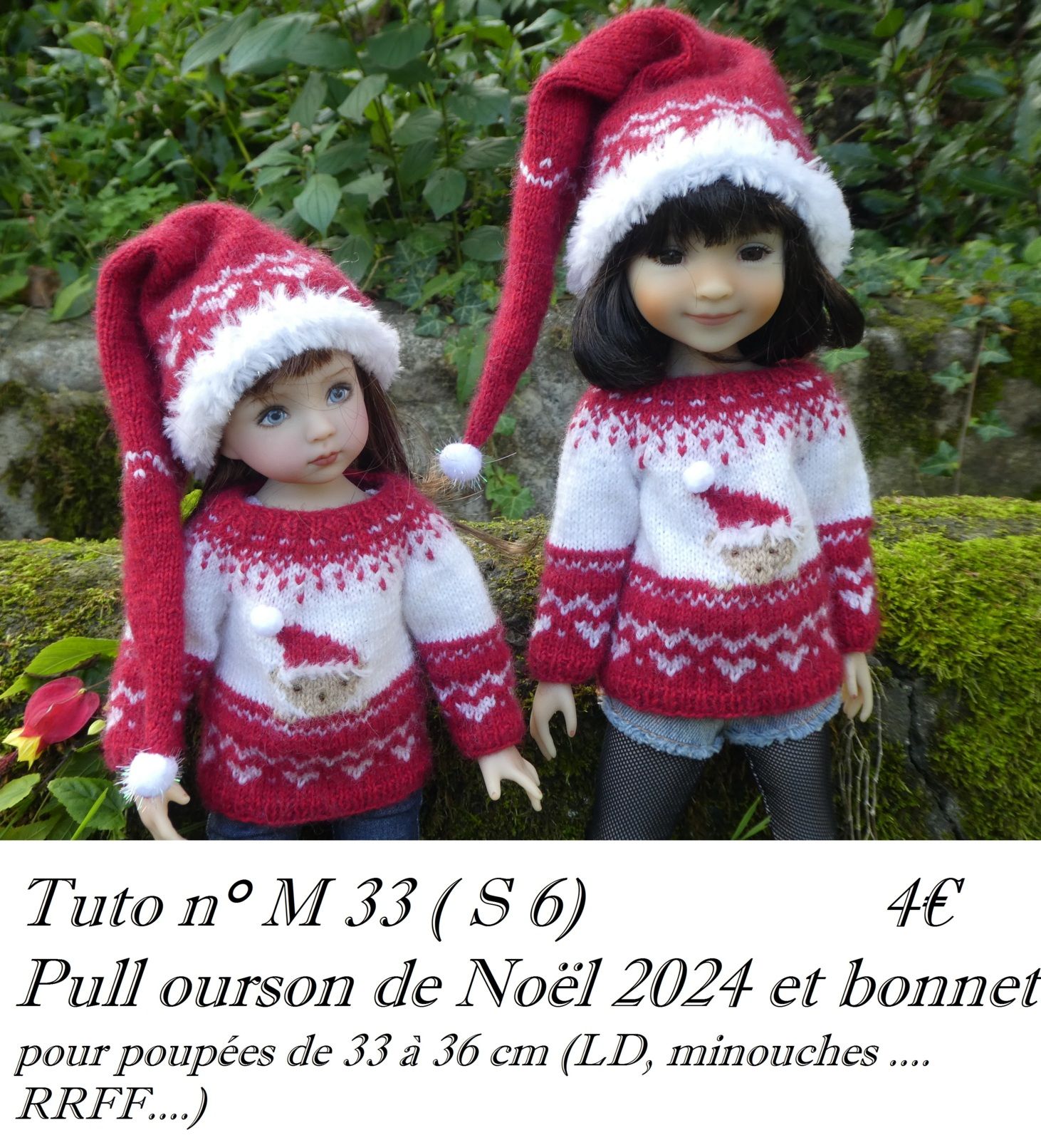 Tuto n° M33 (S 6) pull ourson de Noël 2024 et bonnet 