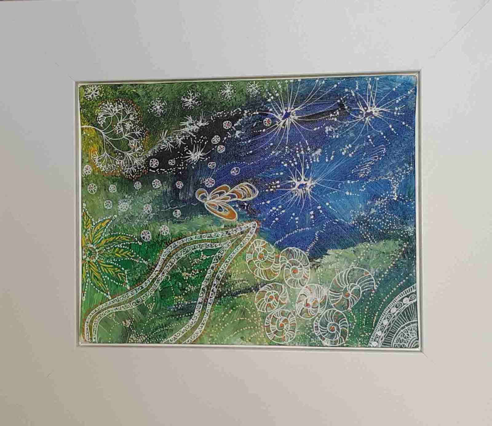 Intense monde en devenir-acryl 2020 sur carton toilé, 24 X19cm, (n°146),ND cadre blanc,