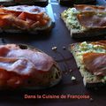 Tartines de Tomates et Jambon cru ou d'Artichauts et Jambon cru