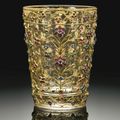 A Mughal gem-set rock crystal cup, India, circa 18th century