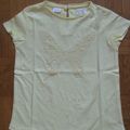 T-shirt MC jaune papillon en dentelle - Zara - 2-3 ans/98 cm - 2 euros - RESERVE -