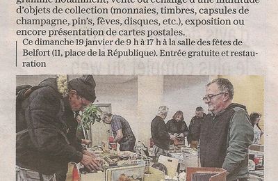53e Bourse toutes collections à Belfort, un 3e article de L’Est Républicain annonçant la manifestation du 19 janvier 2025