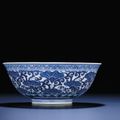 A fine blue and white bowl, Xuantong six-character mark and of the period (1908-1911)