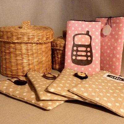 du lin a pois tout doux ( housses de portable )