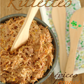 Je teste. Recette à tartiner n°3 : RILLETTES DE CANARD CONFIT, ORANGE, LAIT DE COCO & QUATRE-EPICES