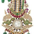 A diamond and multi-gem sarpech. Indian, mid 20th century