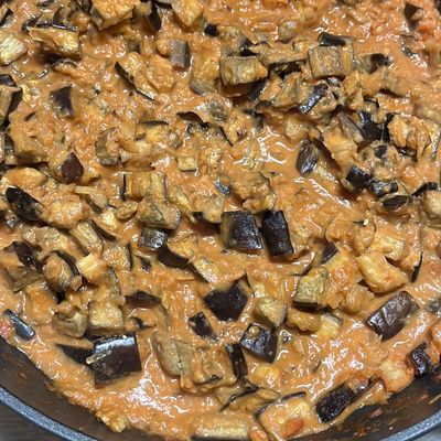 Korma d'aubergines et son riz safrané