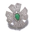 Emerald and diamond brooch, David Webb, 1970s