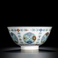 A large doucai 'Floral medallion' bowl, mark and period of Kangxi (1662-1722)