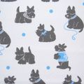 Tissu motif chien bleu et blanc