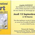 2 cartons d'invitation expositions de Josette KARSENTI du mois de SEPTEMBRE 2012