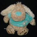 Doudou peluche chien Anna Club plush,beige,pull turquoise