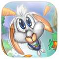 Récupère les carottes dans le jeu mobile Bunny Jump et fais gaffe à la chute ! 