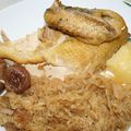 Faisan farçi figues et foie gras sur lit de choucroute