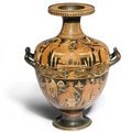 An apulian red-figure hydria, attributed possibly to the circle of the Baltimore painter. 4th century B.C.