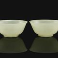 A pair of white jade bowls, Qing dynasty, 18th century