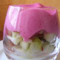 Verrine d'endive à la pomme & baies roses, espuma de betterave 