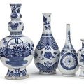 Four Chinese blue and white vases . Kangxi (1662-1722) 