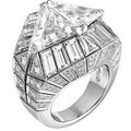 Cartier Biennale Ring in platinum with two triangular-shaped diamonds of 3.2 and 3.03 carats, baguette-cut diamonds, and brillia