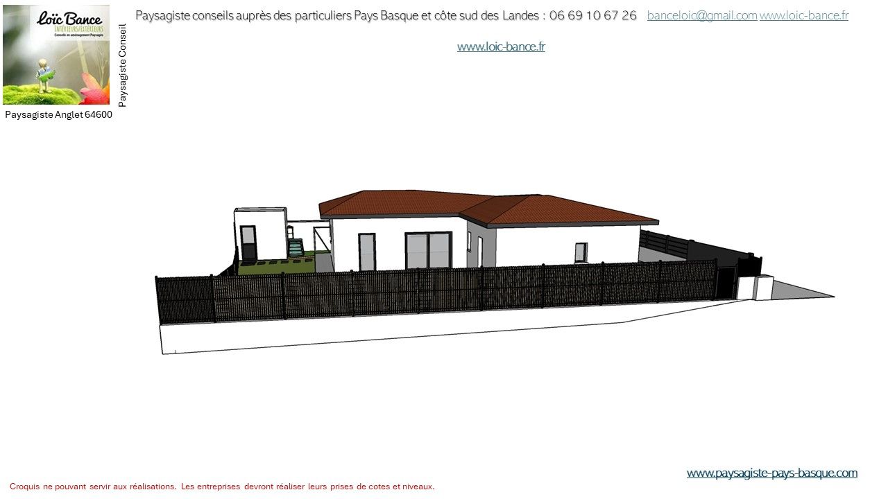 Paysagiste Anglet clôture rigide sur mur.