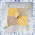 Doudou Carré Plat Winnie L'ourson Jaune Et Gris Noeuds Nicotoy Disney