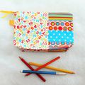 VENDUE Trousse Enfant Ecole Pochette de Rangement "Chiffres et Cercles" en coton