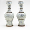 Pair of Altar Lamps with Dragons and Phoenixes, Vietnam, circa 1400-1600