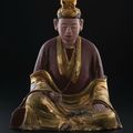 Figure de religieux assis en bois laqué, Vietnam, XIXe siècle