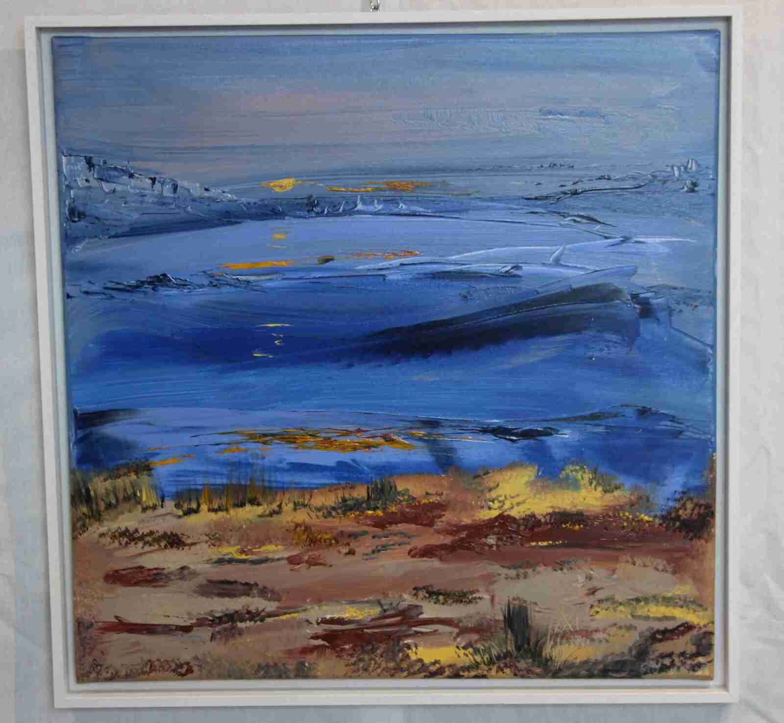 L'enjeu de la traversée, acryl2021, cadre blanc, 60X60cm, N°189 --