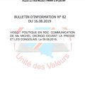 BULLETIN D'INFORMATION N° 82 DU 16.08.2019