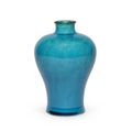 A turquoise-glazed baluster vase, meiping, Incised Kangxi six-character mark and of the period (1662-1722)