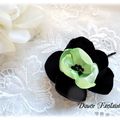 Barrette fleur noir et anis