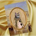 Carte avec chat costumé: Pierrot à Venise