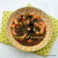 Crevettes, petits légumes à la sauce chinoise 