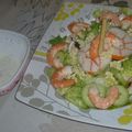 Salade de crevettes légère sauce fromage blanc