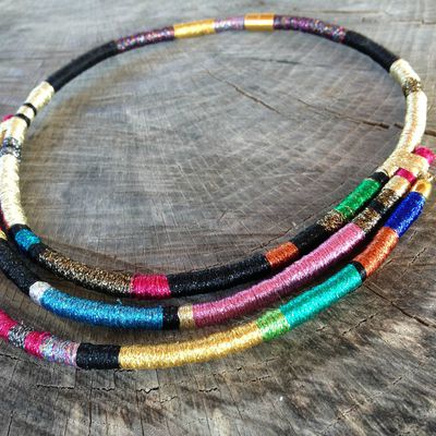 collier afro fil enroulé coloré