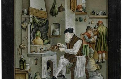 A reverse-painted glass picture by Nikolaus Michael Spengler, signed and dated 1764