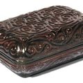 Boite de forme rectangulaire en laque tixi noir et rouge, Chine, Epoque Yuan