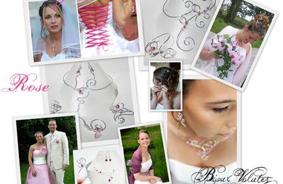 Création de bijoux mariage avec perles roses, rose fuchsia