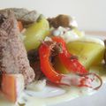 Salade de pomme de terre au pot au feu sauce à la moutarde et au vinaigre de cidre