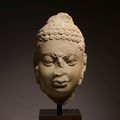 Tête de Buddha, Inde, empire Kushan, ca 3°-4° siècle
