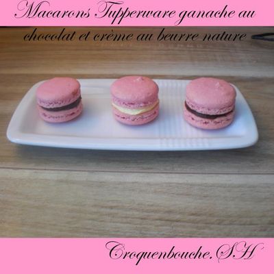 MACARONS TUPPERWARE GANACHE AU CHOCOLAT ET CREME AU BEURRE NATURE